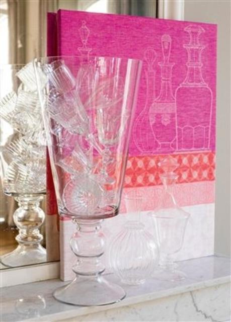 Carafes Tea Towels Rasberry by Le Jacquard Francais