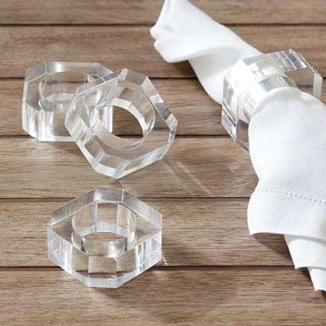 Lucite Acrylic Napkin Ring, Set of 4