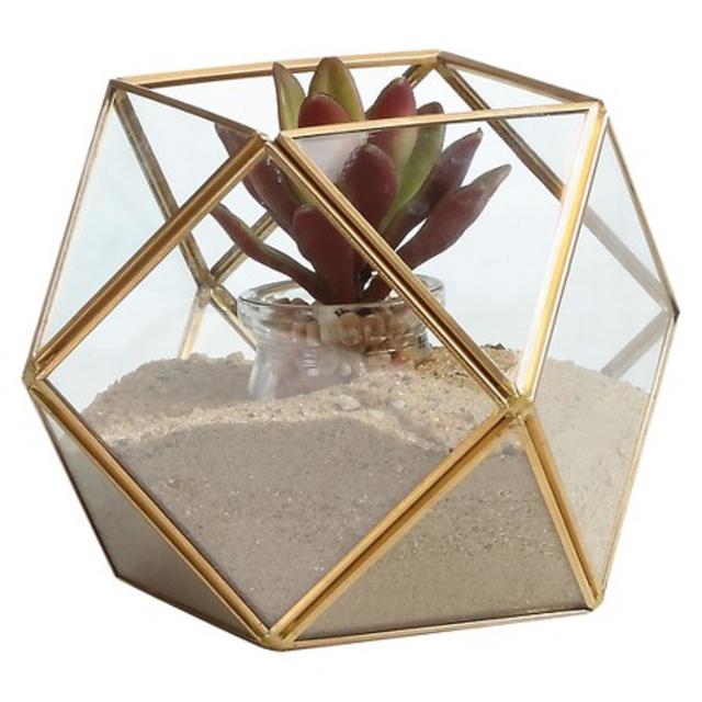 Danya B™ Polyhedral Brass and Glass Terrarium