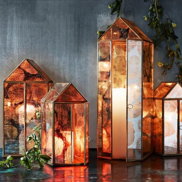 Foxed Mirror Townhouse Lanterns, Small