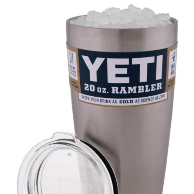 Yeti Coolers Rambler Tumbler, Silver, 20 oz