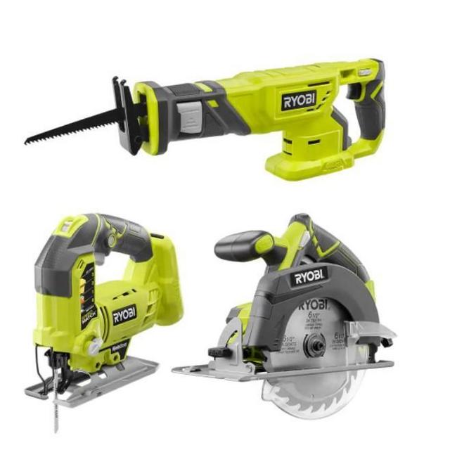 ONE+ 18V Cordless 3-Tool Combo Kit with 6-1/2 in. Circular Saw, Orbital Jig Saw, and Reciprocating Saw (Tools Only)