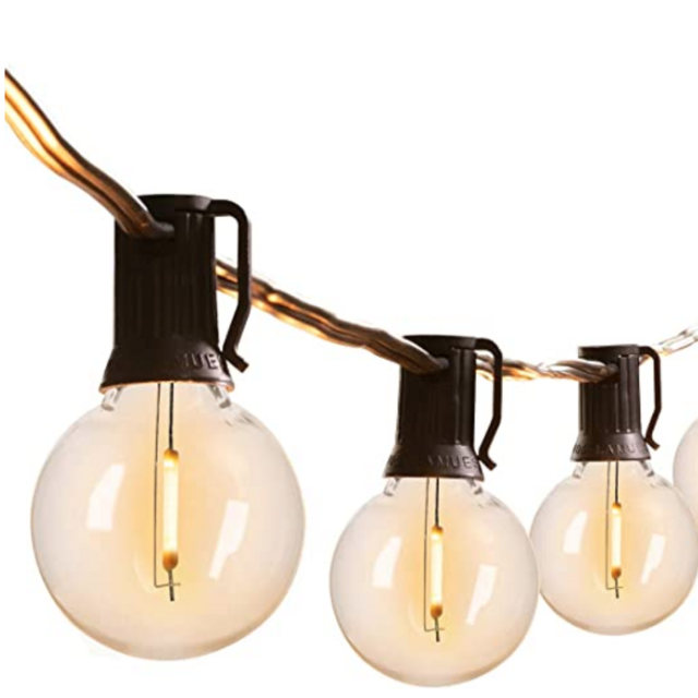 Brightown LED G40 Outdoor String Lights 2 Pack 25FT Patio Lights with 25 LED Shatterproof Bulbs, Weatherproof Commercial Hanging Light for Backyard Bistro Pergola Party Decor, E12 Socket, 2700K, Black