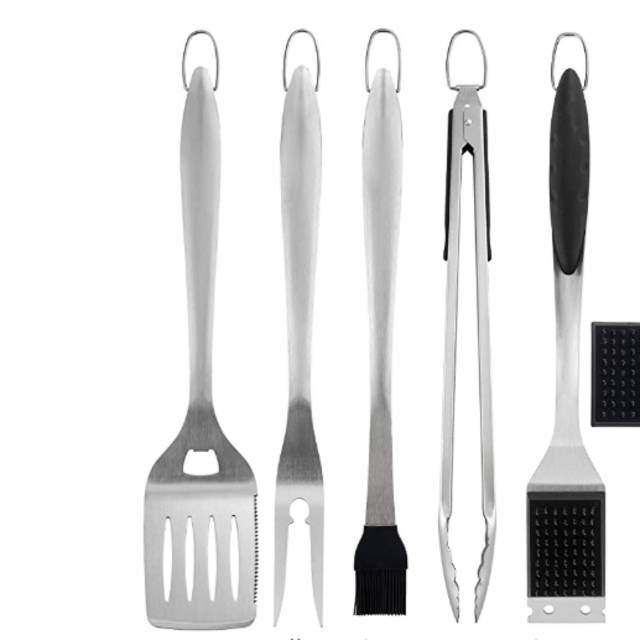 ROMANTICIST 6pc Heavy Duty Grill Accessories for Top Chef - Professional Grill Tools Set & Basic BBQ Tools for Backyard Restaurant Outdoor Kitchen - Deluxe Grill Gift for Dad on Father’s Day Birthday