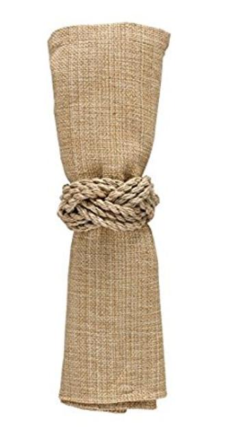 Park Design Set of 6 Jute Rope Napkin Rings with 6-Pack of Tea Candles