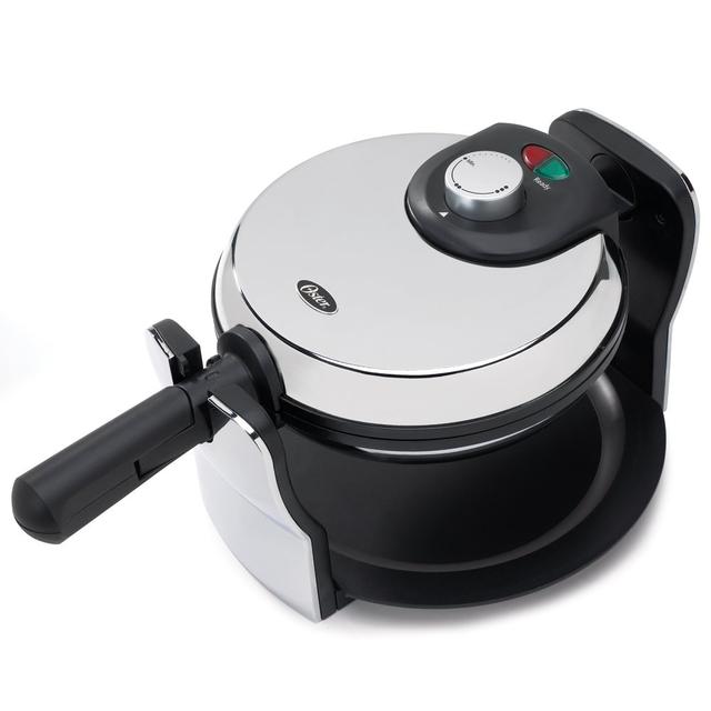 Oster 3874 Flip Nonstick Belgian Waffle Maker, Chrome/Black