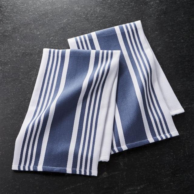 Set of 2 Cuisine Stripe Indigo Blue Dish Towels