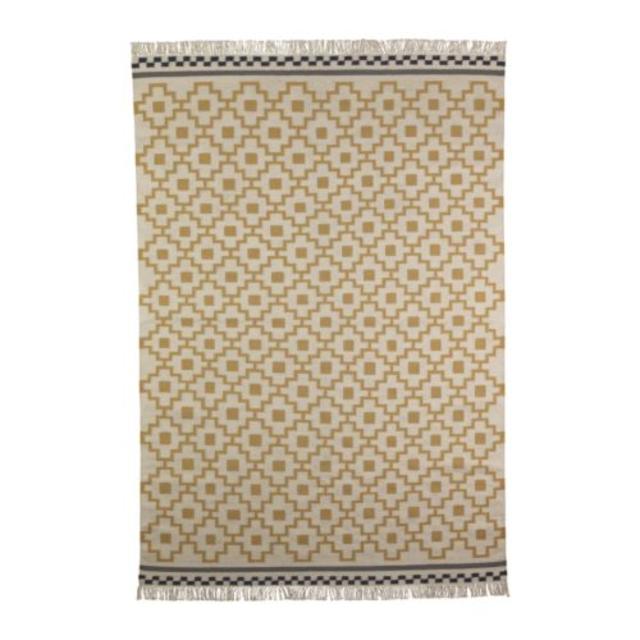 ALVINE RUTA Rug, flatwoven, white/yellow handmade