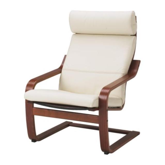 POÄNG Chair, medium brown, Robust Glose off-white