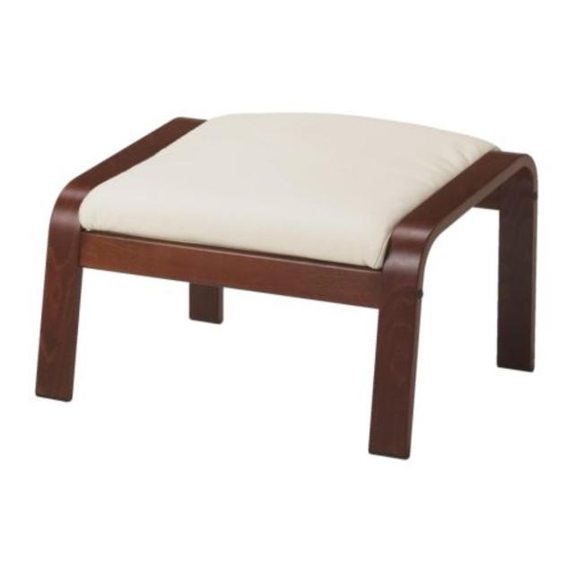 POÄNG Ottoman, medium brown, Robust Glose off-white