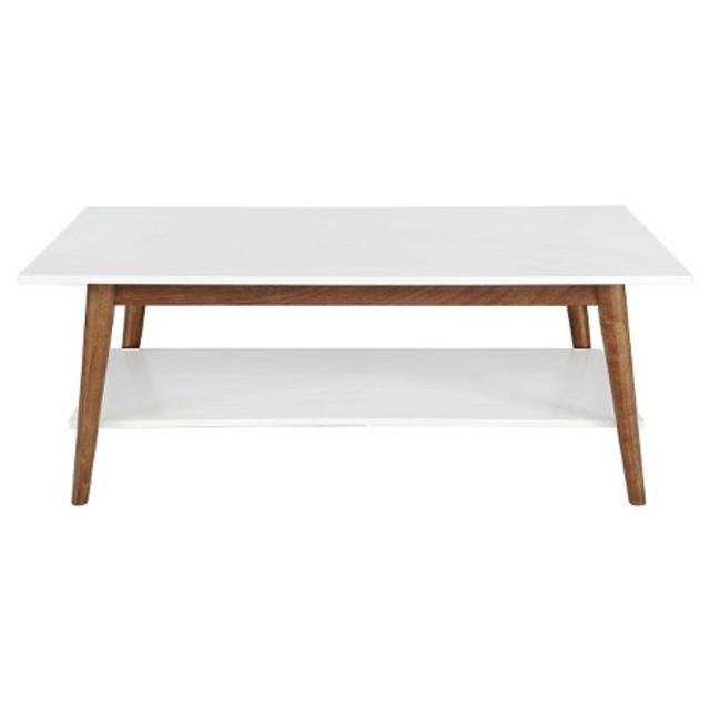 Porter Mid Century Modern Two-Tone Coffee Table -White/Brown
