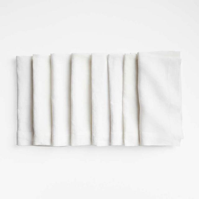 Marin White Linen Napkins, Set of 8