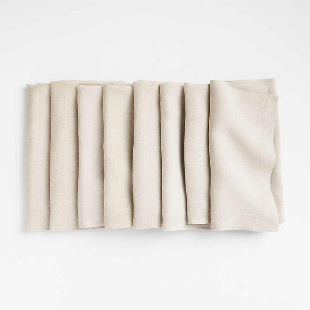 Marin Dark Natural Linen Napkins, Set of 8