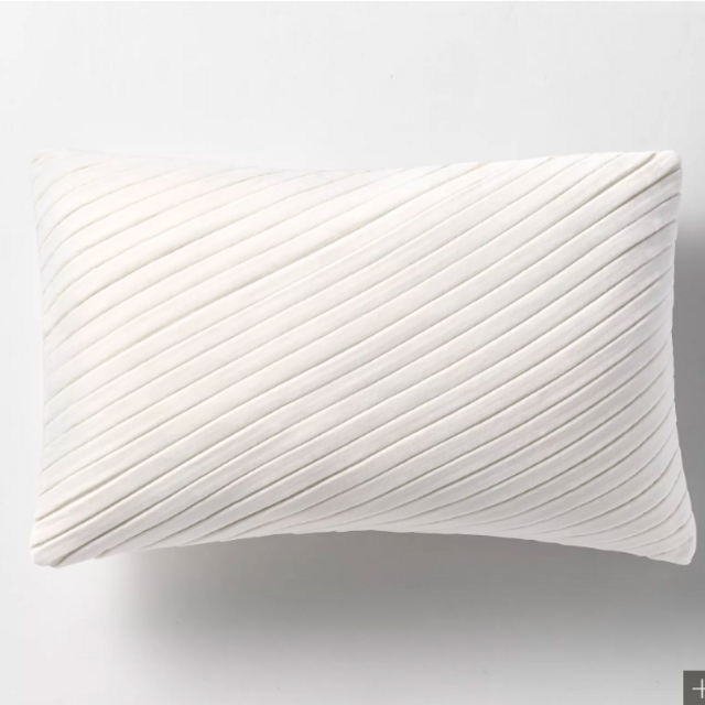 TUCKED COTTON VELVET DIAGONAL PILLOW COVER - LUMBAR - NATURAL