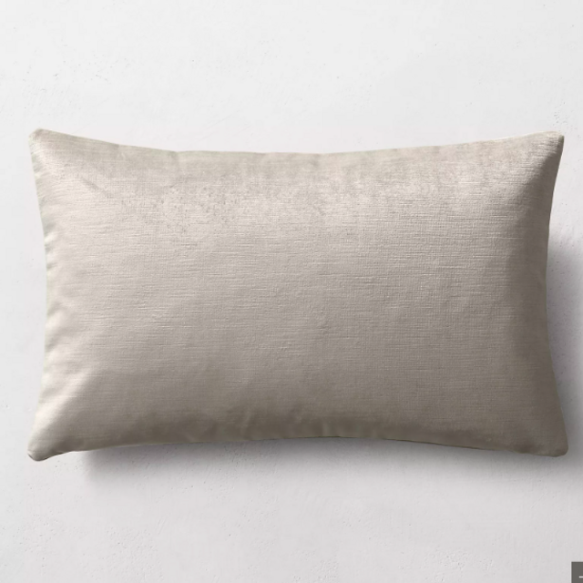 VELVET OUSHAK SOLID PILLOW COVER - LUMBAR - BONE