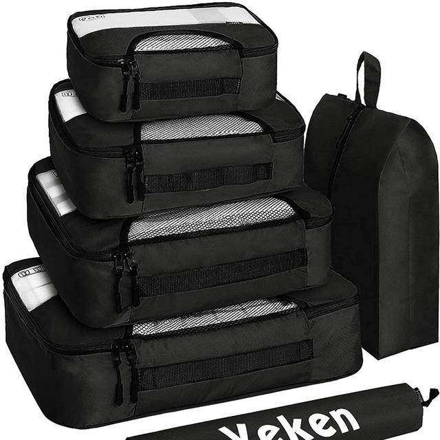 Veken 6 Set Packing Cubes, Travel Luggage Organizers with Laundry Bag & Shoe Bag