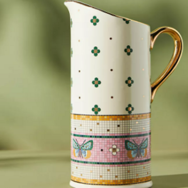 Anthropologie Garden Tile Pitcher
