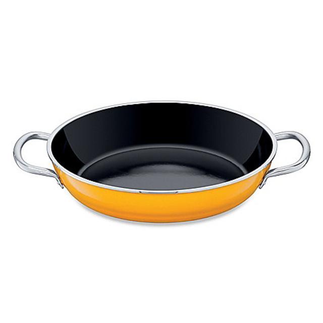 WMF Silit Ceramic 11-Inch Fry and Serve Pan with Stainless Steel Handles with Stainless Steel Handles in Yellow