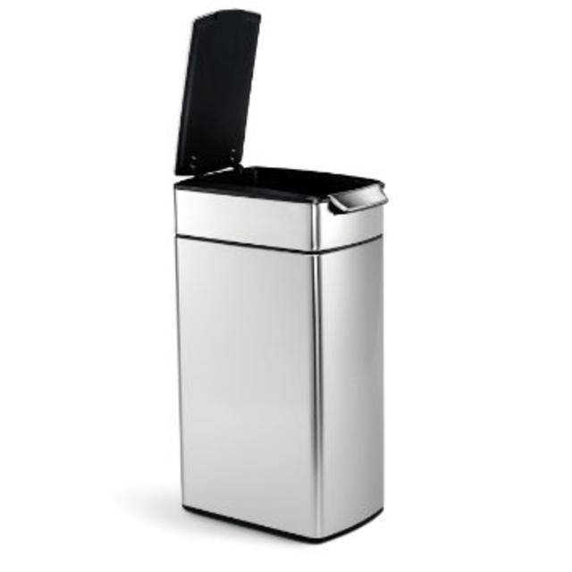 simplehuman Slim Rectangular Touch-Bar Trash Can, Stainless Steel, 40 L / 10.5 Gal