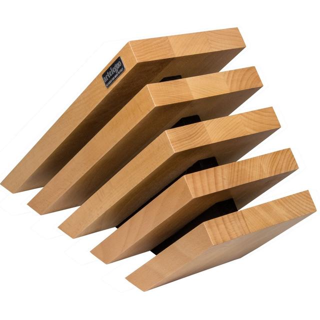 Artelegno Magnetic Knife Block Solid Beech Wood 5 Panel, Luxurious Italian Venezia Collection by Master Craftsmen Displays up to 10 High-End Knives Elegantly, Eco-friendly, Natural with Black Accents