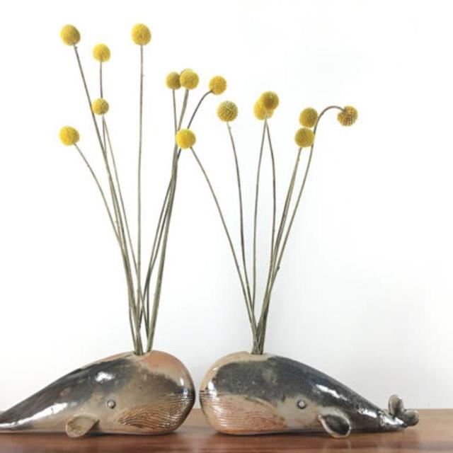 whale vase / bud vase smoky grey peach