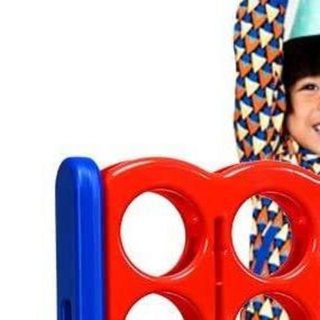 Connect Four, Jumbo Set Backyard Games for Kids & Adults, 3.5FT Tall Indoor & Outdoor Connect-All-4 Game Set with 42 Jumbo Rings & Quick-Release Slider