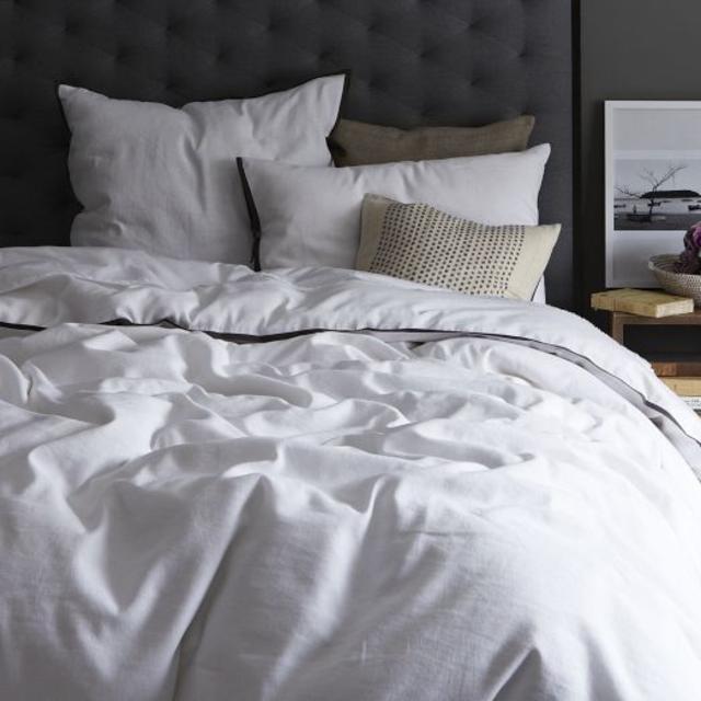 Linen Cotton Duvet Cover + Shams - White