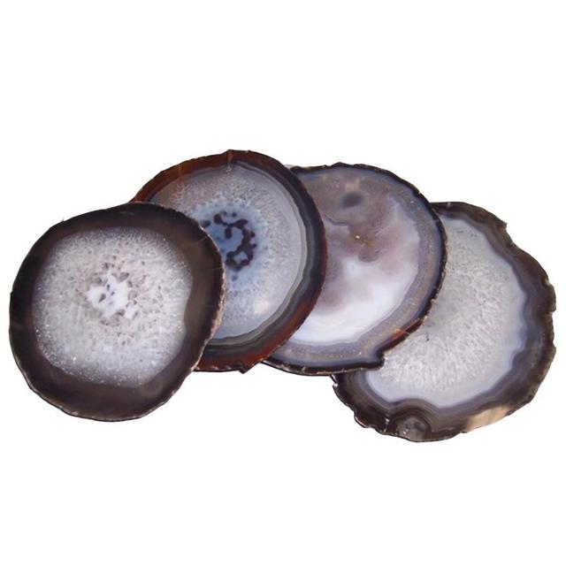 AGATE COASTERS, SET OF 4, GOLD TRIM