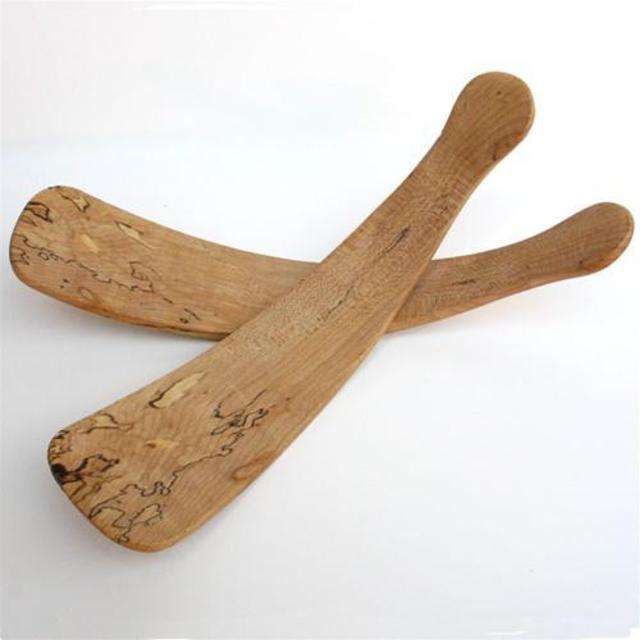 SPALTED MAPLE SALAD TOSSERS, PAIR