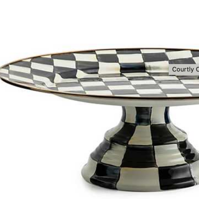 MacKenzie-Childs Courtly Check Enamel Pedestal Platter