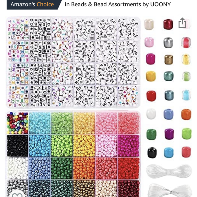 UOONY 7200pcs 4mm Glass Seed Beads and 1600pcs 5 Style Letter Beads for Bracelets Jewelry Making and Crafts with 20m Crystal String and 30m Elastic String