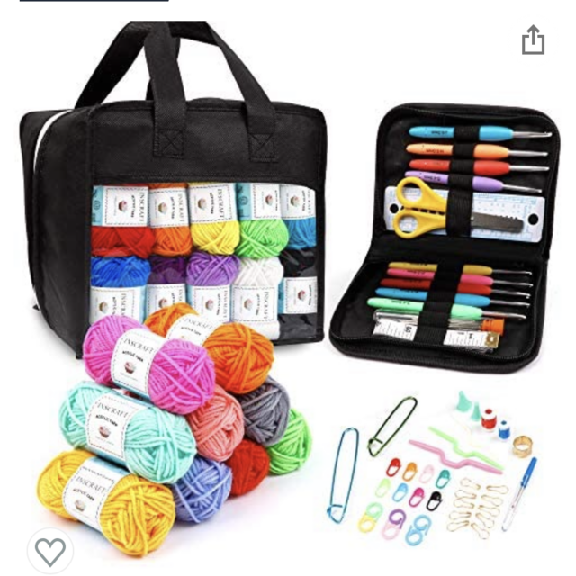 40 Acrylic Yarn Skeins with Crochet Hook Kit, 1600 Yards Crochet Yarn with Crochet Accessories Kit Including Ergonomic Hooks, Scissors, Knitting Needles, Stitch Markers & More
