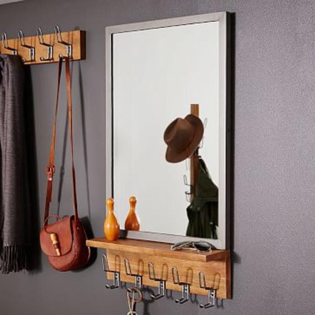 Industrial Entryway Mirror, Mango Wood + Steel