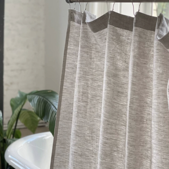 Linen Shower Curtain, 80 inch, Color: Natural