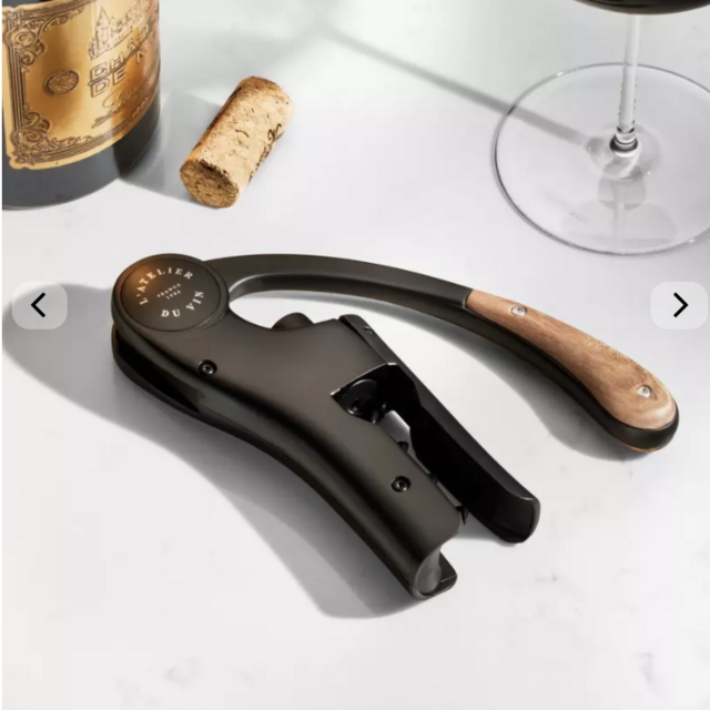 L'Atelier du Vin Black Matte and Wood Lever Corkscrew