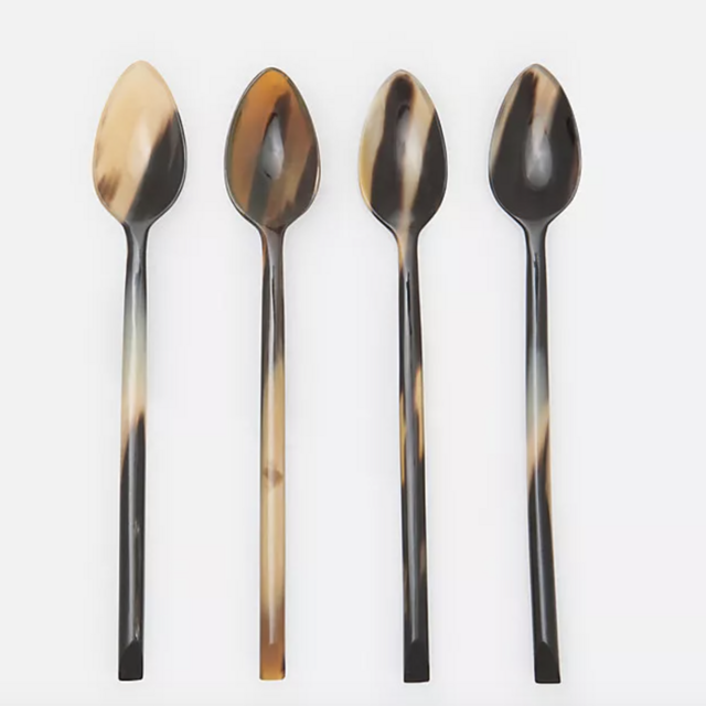 Horn Cocktail Spoons Set of 12, Anthropologie, Blue Pheasant Kaarl