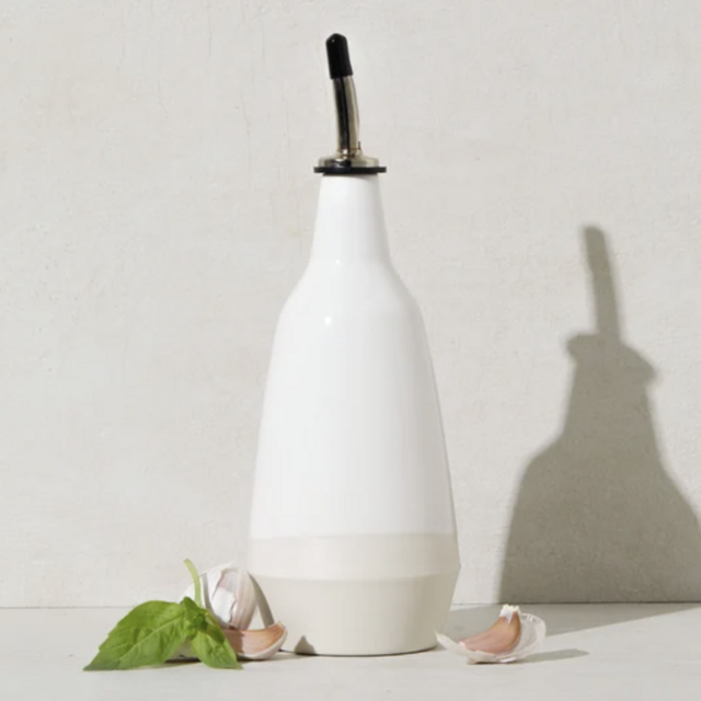Dispenser for olive oil, handmade ceramic bottle