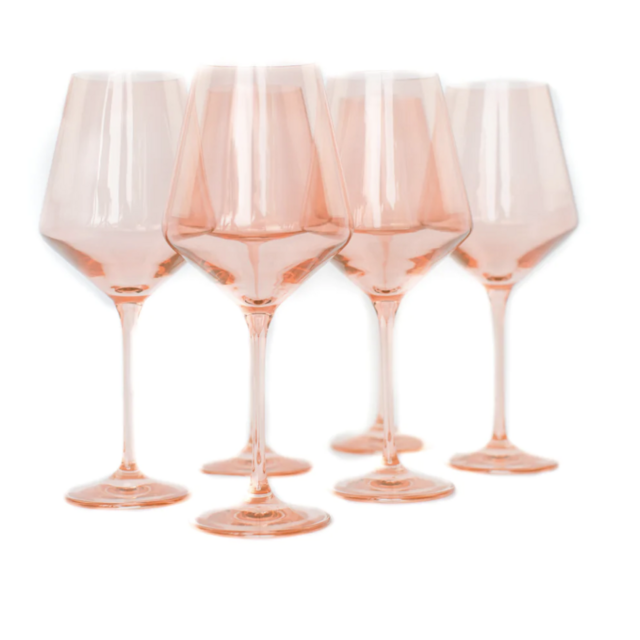 Estelle Colored Wine Stemware - Set of 6 {Blush Pink}