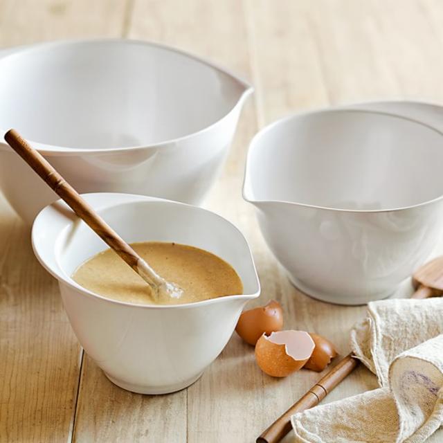 William Sonoma White Melamine Mixing Bowls, Set of 3