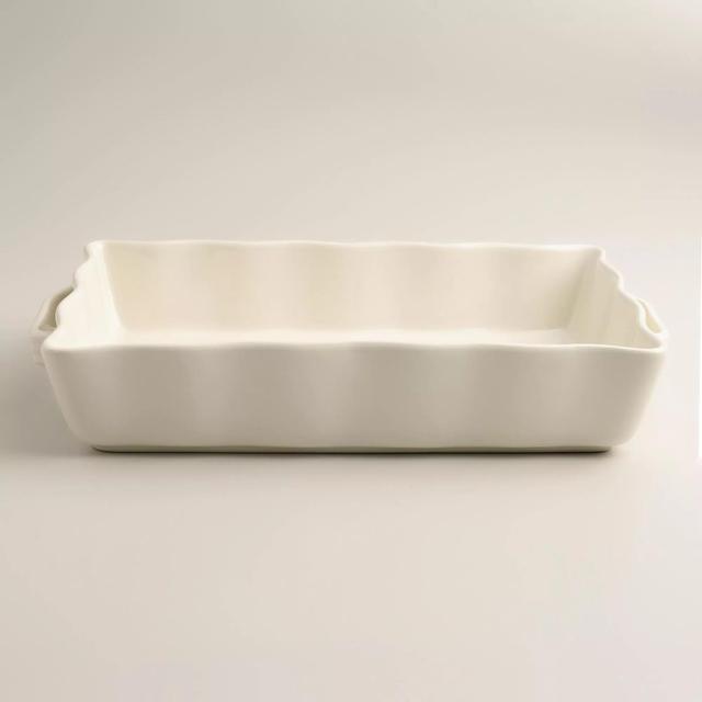 Large Ivory Ceramic Baker