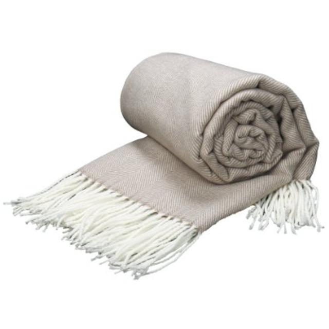 DOZZZ Herringbone Throw 60" X 50" Light Tan