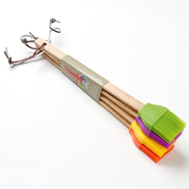 Assorted Color Wood Handle Silicone Basting Brushes (Set of 4)