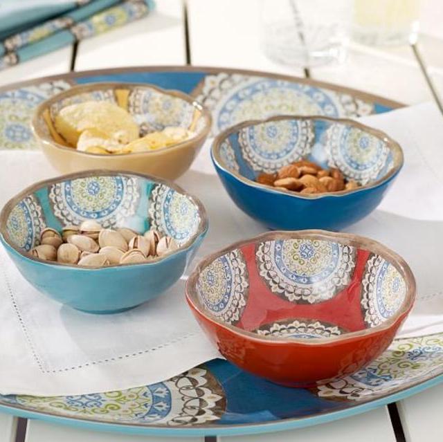 Elsa Medallion Melamine Snack Bowl, Mixed set of 4