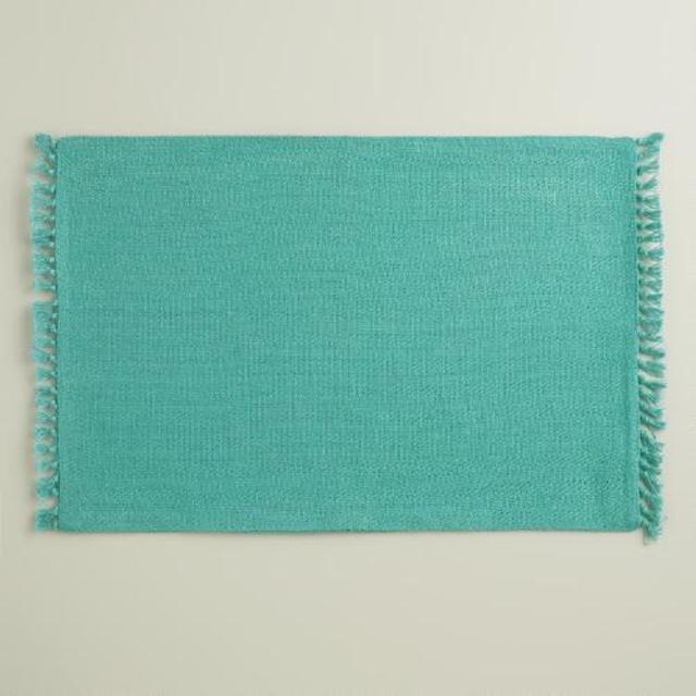 Aqua Herringbone Placemats, Set of 4
