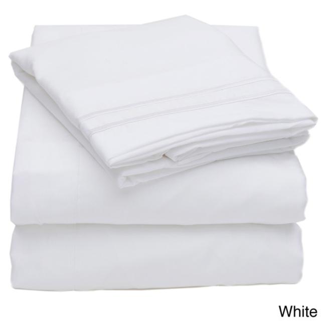 Embroidered 4-piece Bed Sheet Set (Queen, White)