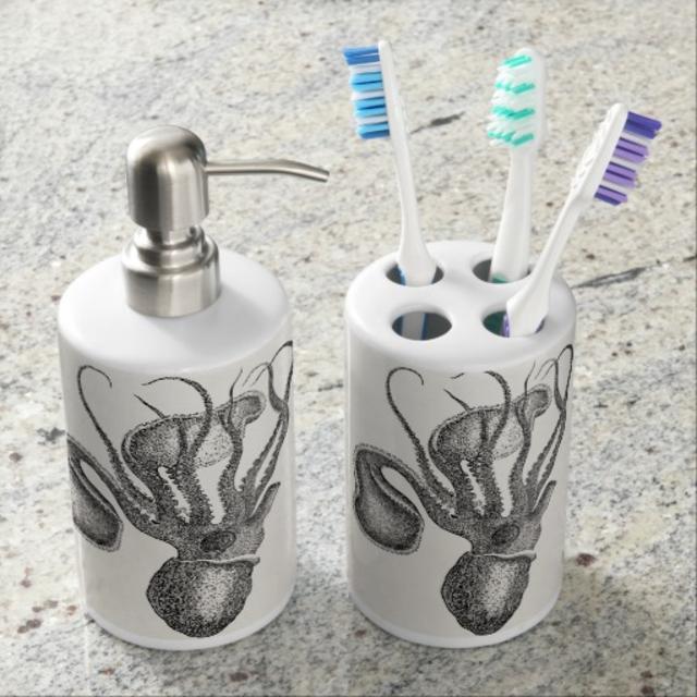 Vintage Agronaut Squid Octopus - Aquatic Template Toothbrush Holders
