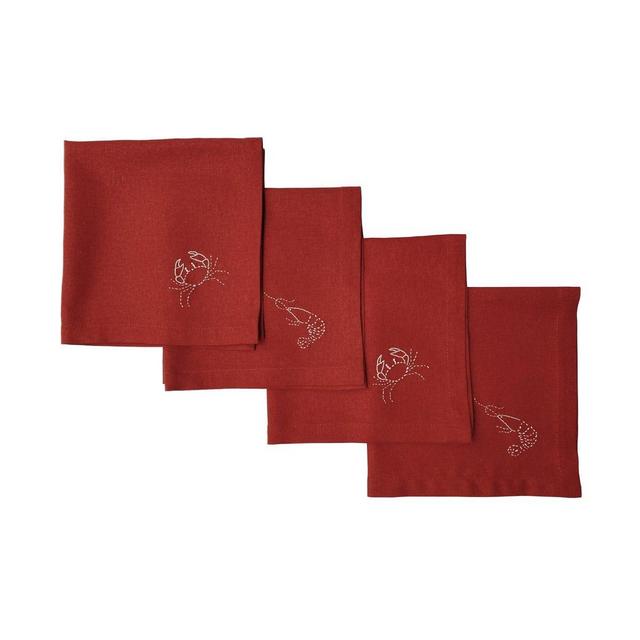 SET X4 SERVILLETAS BORDADO SHRIMP & CRAB