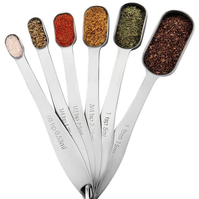 Spring Chef Heavy Duty Stainless Steel Metal Measuring Spoons for Dry or Liquid, Fits in Spice Jar, Set of 6