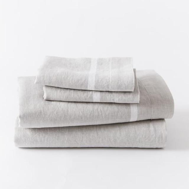 Belgian Flax Linen Border Stripe Sheet Set