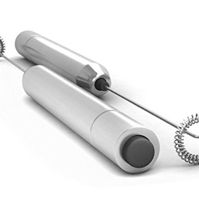 The #1 Deluxe Stainless Steel Milk Frother- Best One Touch Handheld Milk Frother- Coffee Latte, Cappucino- Creamy Milk in Seconds- Nespresso Milk Foamer Wand, Bonus Mounting Bracket